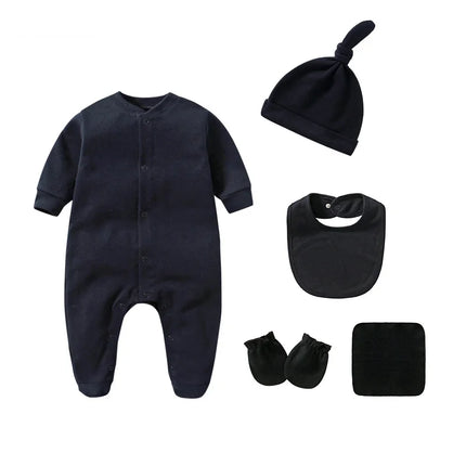Newborn Footed Pajamas Boy Romper Long Sleeve Jumpsuit Cotton Solid White Fashion 0-12 Months Baby Clothes