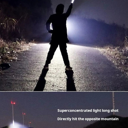 New model LED adjustable focus flashlight, USB rechargeable, aluminum alloy, high-intensity, outdoor camping self-defense flashl