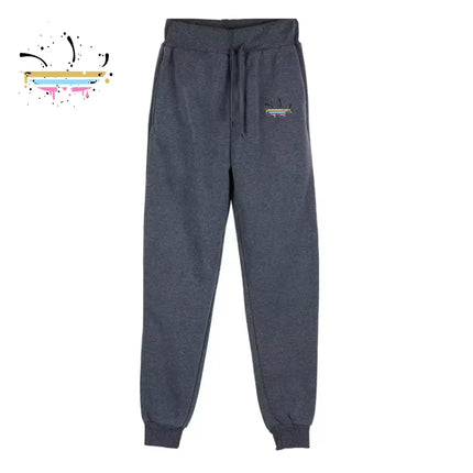 Men‘s Casual Ink printing Sports Pants Running Workout Jogging Warm Fleece Trousers Couple Solid Outdoors Sweatpants Streetwear