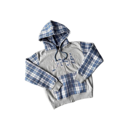 Street Trendy Harajuku Versatile Retro Ins Color blocked Autumn/Winter New Hooded Zipper Hoodie Fashion Y2k Clothing