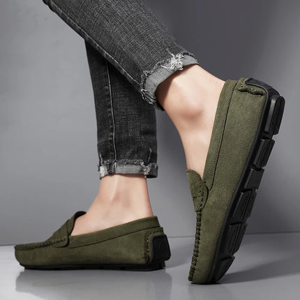 Fashion Suede Men Casual Shoes Breathable Leather Mens Loafers Slip on Male Driving Shoes Luxury Brand Comfortable Boat Shoes