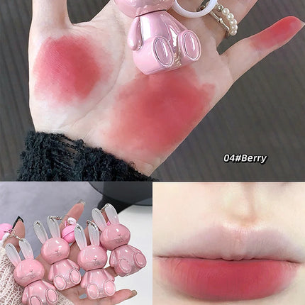 Gege Bear Pink Rabbit Velvet Matte Lip Cream Black Rabbit Water light lip glaze matte mirror pendant lipstick lip gloss