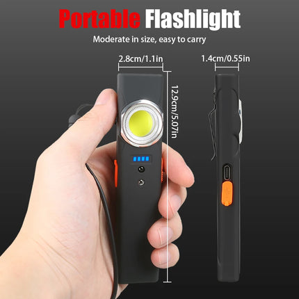 Mini Multifunctional LED Flashlight Keychain Light Double COB Lights USB Rechargeable with 90° Foldable Emergency Portable Light