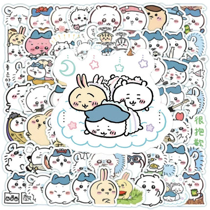 100pcs Chiikawa Stickers Cute DIY Waterproof Vinyl Scrapbook Water Cup Lovely Cartoon Anime Phone Case Sticker Kids Gift Toy