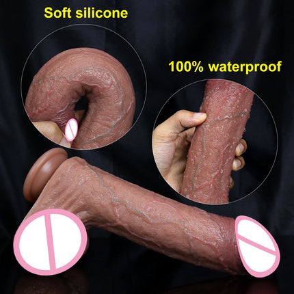 2 Colors Realistic Soft Big Dildo Suction Cup Male Cock Couples Masturbation Double Silicone Fake Penis Woman Anal Adult Sex Toy