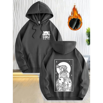 I Hate Fleece-Lined  Graphic Print  Hoodie Men Women Hip Hop Alternative Heavy Metal Oversized Streetwear Male Fashion Hoodies