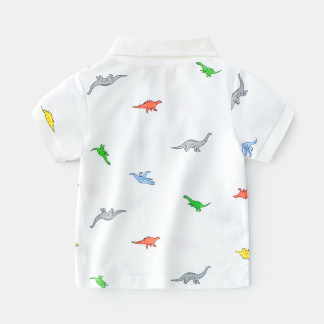 Summer boy cartoon short sleeved polo shirt, fashionable and casual trend, children's T-shirt, moisture wicking cotton short sle