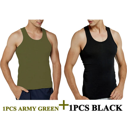 Tank Tops Men New 100% Cotton Solid Vest Mens Slim Casual Breathable Sleeveless Tops Gym Running Undershirt Male Gift Hot Sale