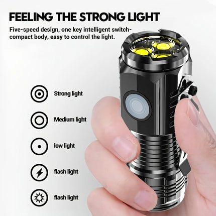 Rechargeable EDC Led Flashlight Portable Strong Light Waterproof Pocket Torch Light for Camping Walking Portable Lighting Lamp