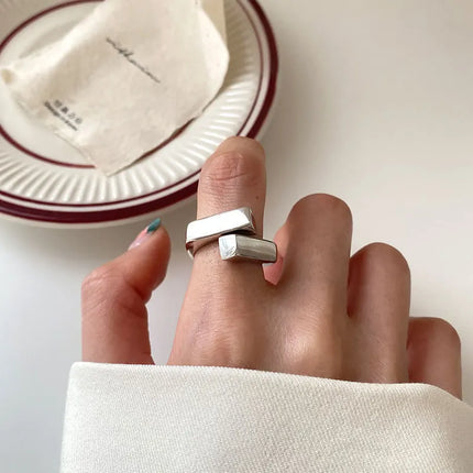 925 Sterling Silver Open Finger Ring Punk Heart Irregular Geometric Stackable For Women Girl Jewelry Gift Dropship Wholesale