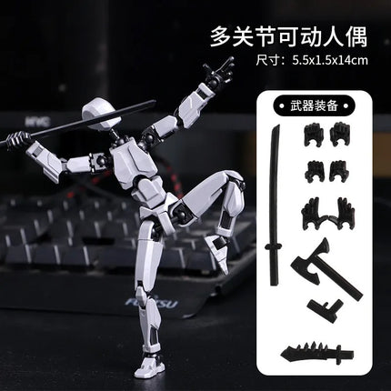 Multi-jointed, transformable robot 3D-printed action figure with 13 joints, DIY assembly gift for adults, parents, and children