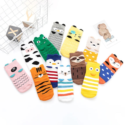 1 Pair Winter Cute Animal Anti-slip Socks For Baby Boys Warm Socks For Baby Girls Newborn 0 to 24M Super Thicken Terry Socks In