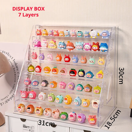 Transparent ABS Blind Box Display Rack Protect Cover for Mini Molly DIY Figure Doll Assemble Storage Box for Collector Cabinet