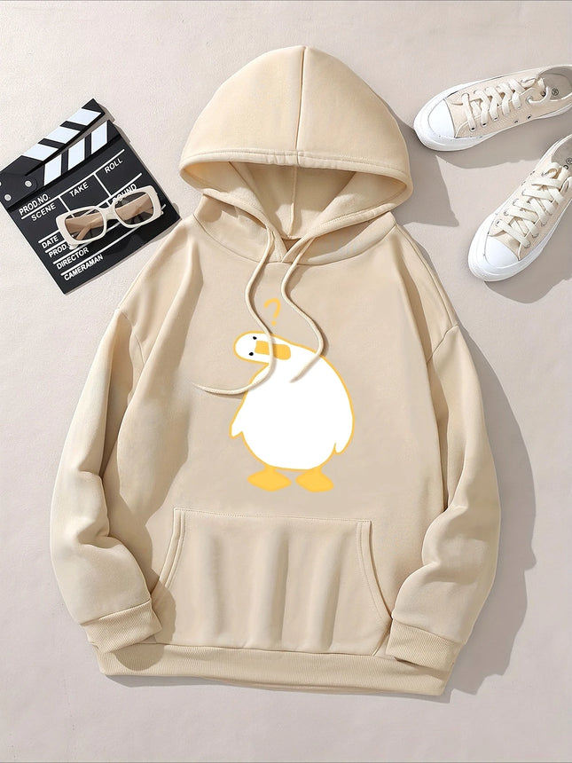 Cute Crooked Duck Printed Hoodie Hoodie Women's Autumn Winter Top Round Neck Long Sleeve Female Fashion Causal Clothing