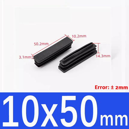 Black Plastic Square Oblong Pipe Plug 13x13mm~100x100mm Insert Table Chair Furniture Foot Cover Anti Slip Blanking End Cap