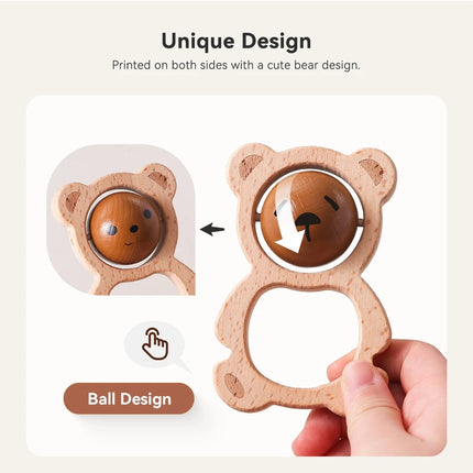 Baby Toys Wooden Rattle Bear Rotating Toys Cartoon Cute Toddler Toys Sucking Gym for Babies Wooden Mobile Baby Accessories