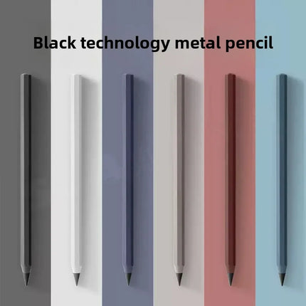 6/1 PCS 6 Colors Metal Eternal Pencils No Ink Infinity Pencil For Kids Art Sketch Color Drawing Pen Office School Supplies