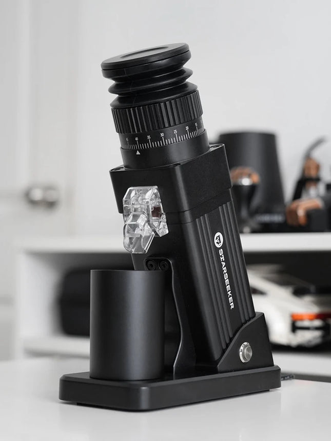 STARSEEKER E55Pro Electric Coffee Grinder 55MM Titanium Conical Burr Stepless Adjustment Espresso Brew Coffee Bean Grinder Black