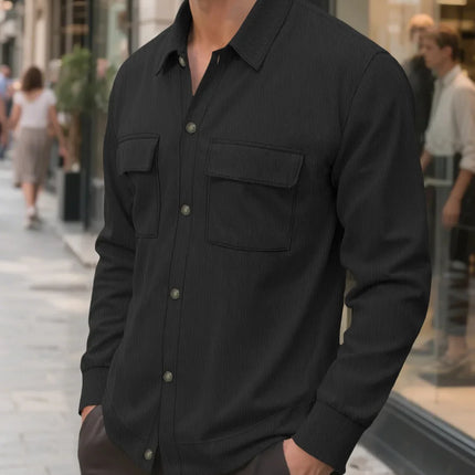 New 2025 Men's Casual Fashionable Long Sleeve Corduroy Shirt Cardigan Summer Season Neutral Minimalist Style Origin China