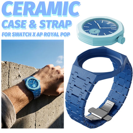 Ceramic Modification Kit for Swatch X AP Royal POP Biomaterials Watch Case + bioceramic Strap Pocket Changer To Wristwatch