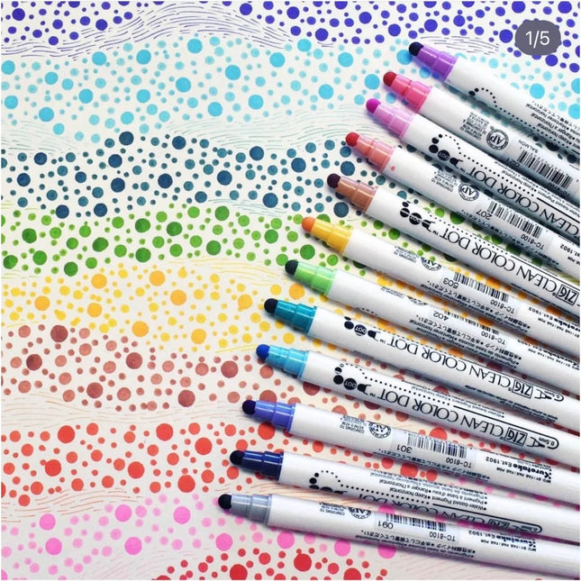 1pc Japan Zig Kuretake Clean Color DOT TC-6100 Double-Tip Watercolor Marker Pen Art Painting & Round Stamping for Students