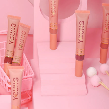 YOUNG VISION  6 color Liquid Water Brightening Lip Color Plush Brush Head Squeezing Lip Color Moisturizing  Lip Glaze