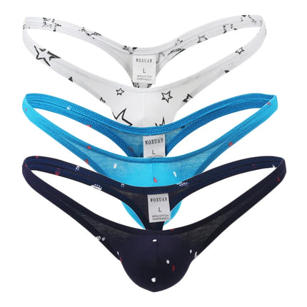 Men's Cotton Briefs Low Waist Penis Sissy Sexy Underwear Male Erotic Gay Tongs Underpants for Men Star Print Shorts Panties