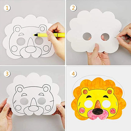 DIY Kids Color Cartoon Animal Painting 8 Pcs Mask Kindergarten Graffiti Art Craft Toys Children Creative Painting Toys Gift