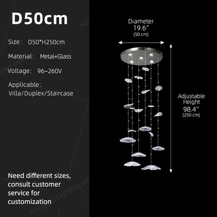 Duplex Loft Glass Ceiling Hanging Lamp Stair Chandelier Nordic Minimalist Long Staircase Chandelier Pendant Light Lighting