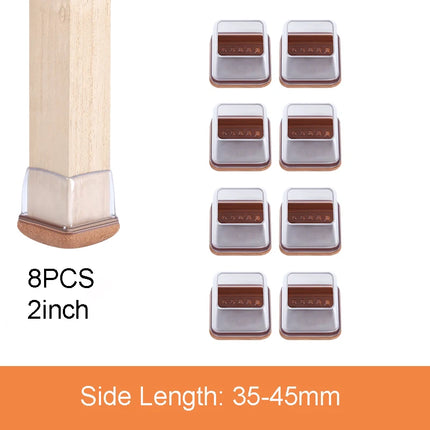 Chair Leg Caps Rubber Feet Protector Stool Table Furniture Leg Cover Non Slip Felt Bottom Pads Round Square Floor Protectors