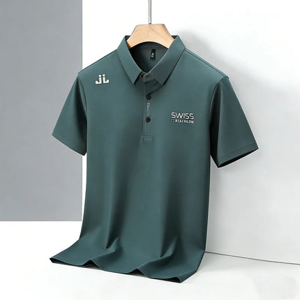 Breathable Men's Polo Shirts Solid Color Embroidered Logo Short Sleeve Casual Sports Summer Top