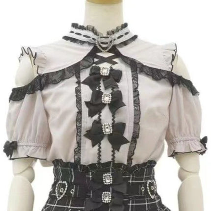 Elegant Gothic Kawaii Women Sweet Tops Vintage Y2K Tees Retro Clothing Punk Subculture T Shirts Japanese Fashion 2025 Summer
