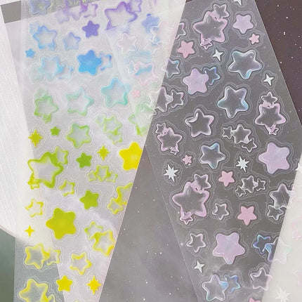 MINKYS New Arrival 3pcs 6pcs Kawaii Bear Ribbon Laser Bling Stickers DIY Scrapbook Stickers Confetti Decoration DIY Photo Frame