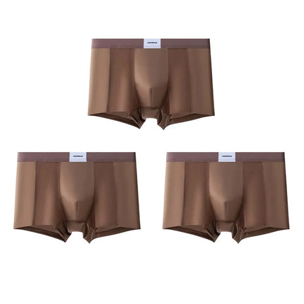 3pcs【LORIEN CREST】Men's Satin-Like Ice Silk Boxers Summer Breathable Air-Conditioned Underwear Lightweight Trunks New