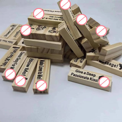 English and French 48pcs Couple Flirting Building Block Game Stacking Tower Game Adult Party Entertainment Spanish SM Product- BDSM