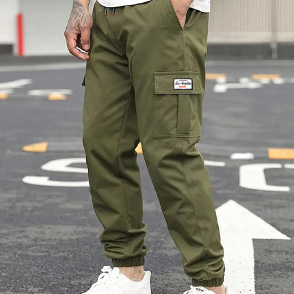 Spring Men's Casual Cargo Pants Men Outdoor Jogging Elastic Waist Drawstring Sweatpants Loose Overalls Trousers Clothing