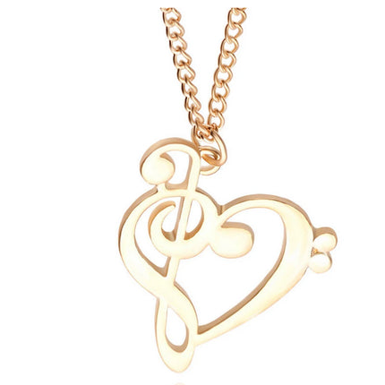 Music Note Heart Necklace of Treble and Bass Clef Women Infinity Love Charm Pendant Necklace Stainless Steel Jewelry Gift
