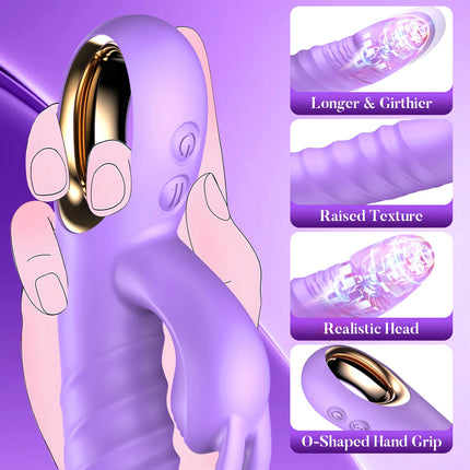Thrusting Rabbit Vibrator 10 Vibrating Thrusting G Spot Vibrator Anal Dildo with Liquid Silicone Vaginal Massage Adults Sex Toys for Woman