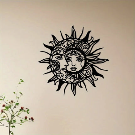 Sun and Moon Geometric Metal Wall Art, Modern Mystical Symbol, Romantic Valentine'S Day or Birthday Gift, Rustic Hanging Decor