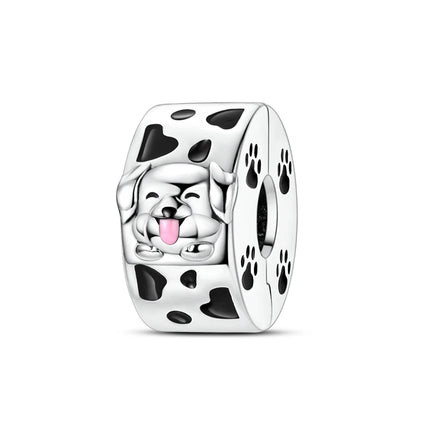 Lucky Clover Clip Charms 925 Sterling Silver Original Black Cat Stopper Clamp Silicone Spacer Charm For DIY Jewelry Bracelet
