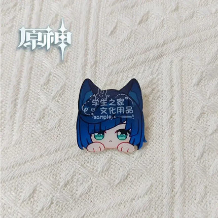 Game Impact Fontaine Neuvillette Wriothesley Rabbit Ears Small Hands Acrylic Badge Backpack Button Brooch Accessories Gifts
