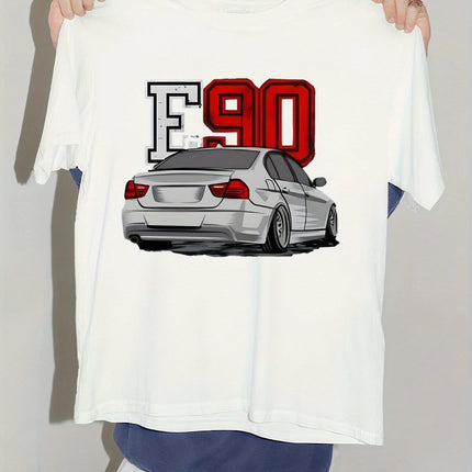Men'S Heavyweight E90 Vintage E90 M3/E87 Coupe T-Shirt Retro Car Enthusiast Tee with Model Print All-Season Wear
