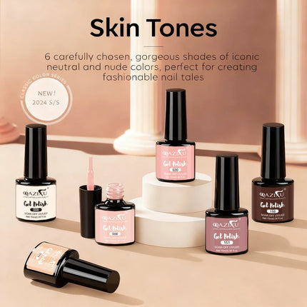 6Pcs Gel Nail Polish Set Milk Tea Popular Color UV Lamp Nail Gel for Nail Art Easy Apply & Soak Off DIY Home Manicure Salon Use