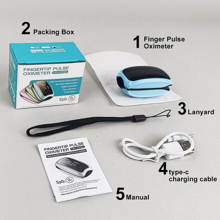 Rechargeable Medical Oximeter Strap Lanyard Fingertip Pulse Oximeter Blood Oxygen Saturation Monitor Digital LED Display Child
