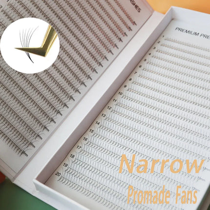 800/1600 Fans Narrow Premade Lash Tray 3D 6D 8D 10D Russian Volume Pointy Thin Base Promade  Fans Eyelash Extensions Supplier