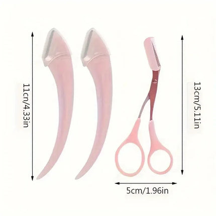 Eyebrow Trimmer Set,Curved Eyebrow Razor,Eyebrow Scissors With Comb,Convenient Easy Beauty Tools For Beginners