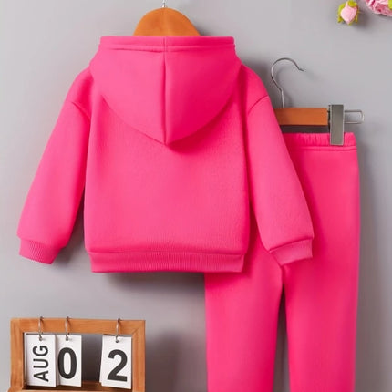 Spring Autumn Infant Toddler Girl Baby Letter Print Hooded Long Sleeve Fleece Sweatshirt Pants Casual Two-Piece Set