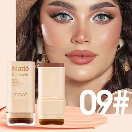 15g 2-in-1 foundation eraser double-ended concealer stick with brush head waterproof, natural makeup, long-lasting cream texture