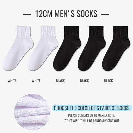 MiiOW 100% Pure Cotton Socks Men Business Dress White Black Long Sock Deodorant Antibacterial Sports Sock Running Short Sock