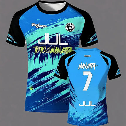 JUL 3D Series 90-Minute Football T-Shirt, Quick-Dry Summer Outdoor Sports T-Shirt for Men, Loose-Fit Crew Neck T-Shirt